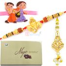 Golden Graceful Rakhis and Chocolate Hamper