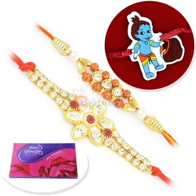 Big Cadbury Celebration with 2 Diamond Rakhis and 1 Kids Rakhi