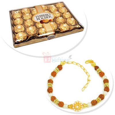 Rudraksha Pearl Beautiful Bracelet with T24 Ferrero Rocher