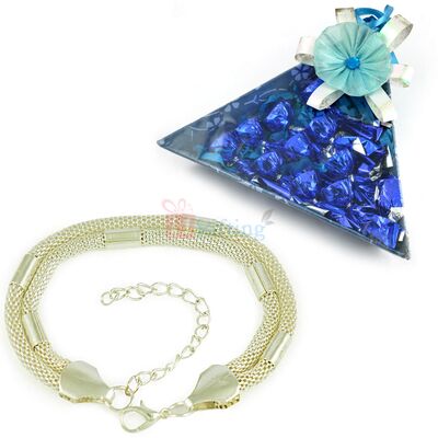 Latticed Silver Beautiful Bracelet with Handmade Chocolate