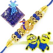 Minion Kids and Peacock Rakhi with Handmade Chocolate Combo