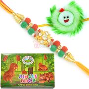Choco Swiss Jungle Book Chocolate with Jewel and Floral Kids Rakhi