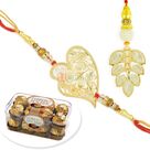 Leaf Theme Pair Rakhi with T16 Ferrero Chocolate