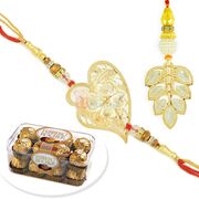 Leaf Theme Pair Rakhi with T16 Ferrero Chocolate