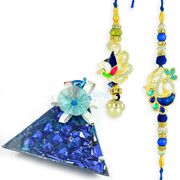 Triangle Handmade Chocolate with Peacock Beautiful Pair Rakhi