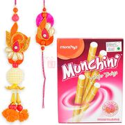 Munchini Wafer with Zari Pearl Pair Rakhi Hamper