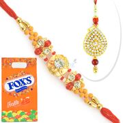 Foxs Fruits Yummy Chocolate with Fabulous Jewel Pair Rakhi