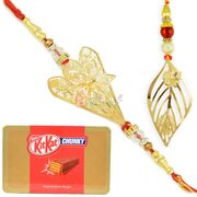 Leaf Latticed Pair Rakhi with Kitkat Chunky Chocolate