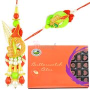 Butterscotch Bites Chocolate Pack with Zari Pearl Pair Rakhi