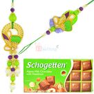 Beautiful Zari Pearl Pair Rakhi with Schogetten Chocolate