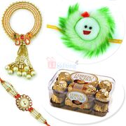 T16 Ferrero Chocolate with Pair and Kids Rakhi Hamper