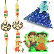 Triangle Handmade Chocolate Pack with Pair and Kids Rakhi
