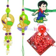 Zari Pair and Kids Rakhi with Handmade Yummy Chocolates