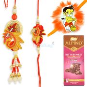 Alpino Bitter Sweet Chocolate with Zari Pair and Kids Rakhi