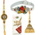 Milky Choco Swiss Chocolate with Antique Pair and Kids Rakhi