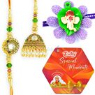 Zubi Special Moments Chocolate Box with Antique Pair and Kids Rakhi
