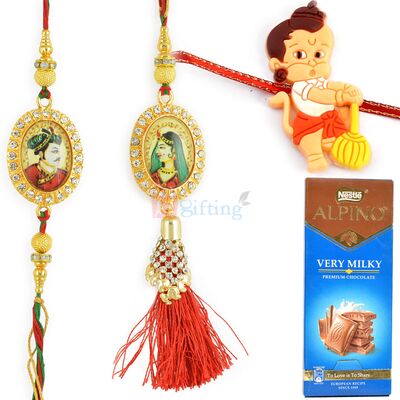 Padmini Ratan Singh Pair and Baal Hanuman Kids Rakhi with Chocolate