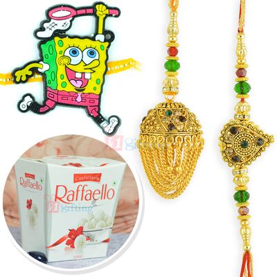 Raffaello Chocolate Pack with Pair and Kids Rakhi Hamper