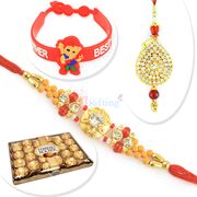 Ferrero T24 Chocolate Box with Jewel Pair and Kids Rakhi