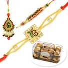 Ferrero 16 Pcs Chocolate with Pair and Brother Rakhi Hamper