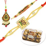 Ferrero 16 Pcs Chocolate with Pair and Brother Rakhi Hamper