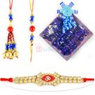 Square Box of Handmade Chocolate and Awesome 3 Rakhi Set