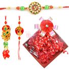 T12 Handmade Chocolate with Beautiful 2 Brother and 1 Lumba Rakhi