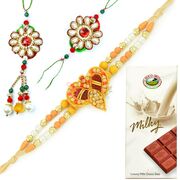 Bhabhi and 2 Brother Rakhi with Milky Chocolate Hamper