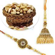 Chocolatey Nut with Pearl Beads Bhabhi and 2 Brother Rakhi