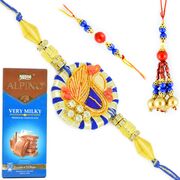 Alpino Very Milky Chocolate with Gota Beads Three Rakhi Set