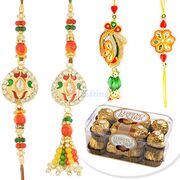 T16 Ferrero Chocolate with 2 Bhaiya Bhabhi Rakhi Set