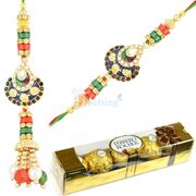T4 Ferrero Chocolate with Pair Rakhi Combo Set