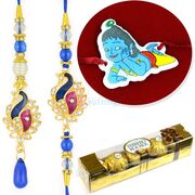 Peacock Pair and Kids Rakhi with Ferrero T4 Chocolate