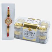 Powerful Om Rakhi with Italian Ferrero Rochers Chocolate