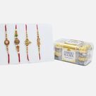 Designer Rakhi Set of 4 with Delicious Ferrero Rochers Chocolate