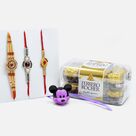 Diamond Studded Rakhi and Mickey Mouse Kids Rakhi with Tasty Ferrero Rocher Chocolate