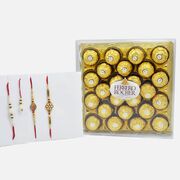 Italian made Ferrero Rocher (24 pcs) with Pearls Rakhi Set of 4