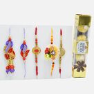 Traditional Rakhi Set of 4 with Mouth-Watering Ferrero Rocher (4 pcs)