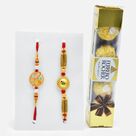 Golden Rakhi Set of 2 with Ferrero Rocher (4 pcs)