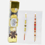 Elegant Rakhi Set of 2 with Italian Ferrero Rocher (4 pcs)