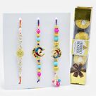 Beads Rakhi and Peacock Bhaiya-Bhabhi Rakhi with Ferrero Rocher (4 pcs)
