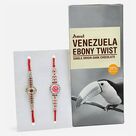 Diamonds Everywhere Rakhi Set of 2 with Amul Venezuela Ebony Twist Dark Chocolate 