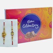 Golden Kanha and BRO Rakhi Set of 3 with Delicious Cadbury Celebration