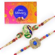 Kundan Meena Work Rakhi Set of 2 with Cadbury Celebration