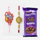 Delicious Cadbury Dairy Milk Silk Bubbly with Tom and Jerry Kids Rakhi and Golden Bhaiya Rakhi