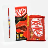 Simple but Elegant Rakhi with Premium Kit-Kat Combo