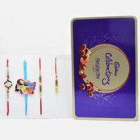 Exquisuite Rakhi Set of 4 for Family with Tempting Cadbury Celebration Rich Dry Fruit Chocolate Collection