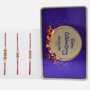 Delicious Cadbury Celebration Rich Dry Fruit Chocolate Collection with Diamond Studded Rakhi Set of 3