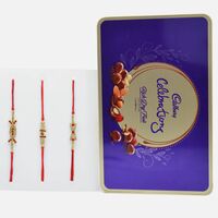 Delicious Cadbury Celebration Rich Dry Fruit Chocolate Collection with Diamond Studded Rakhi Set of 3