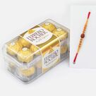 Ferrero Rocher 16 Pc Chocolate with New Design Sandalwood Rudraksha Rakhi